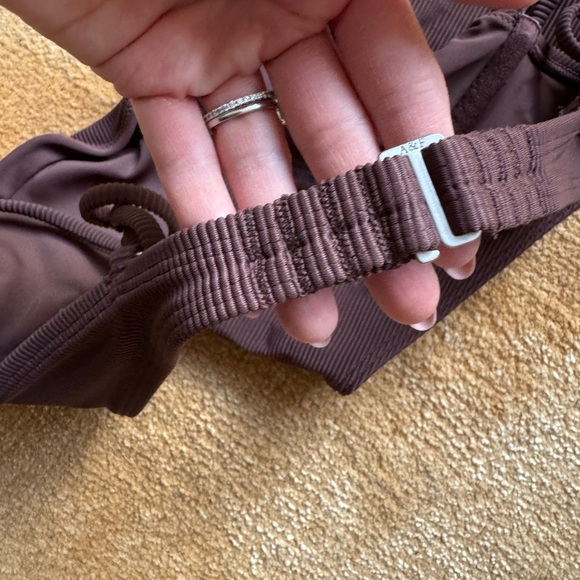 Abercrombie & Fitch High Leg Brown Ribbed Bikini - Picture 5 of 6